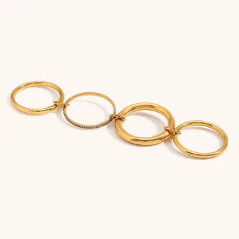 La. Muses Vícevrstvé prsteny s vrtákem z nerezové oceli pro ženy, módní vodotěsné šperky, dárky a doplňky 6 nejlepší prodej dvojitý prsten Aphex - №6