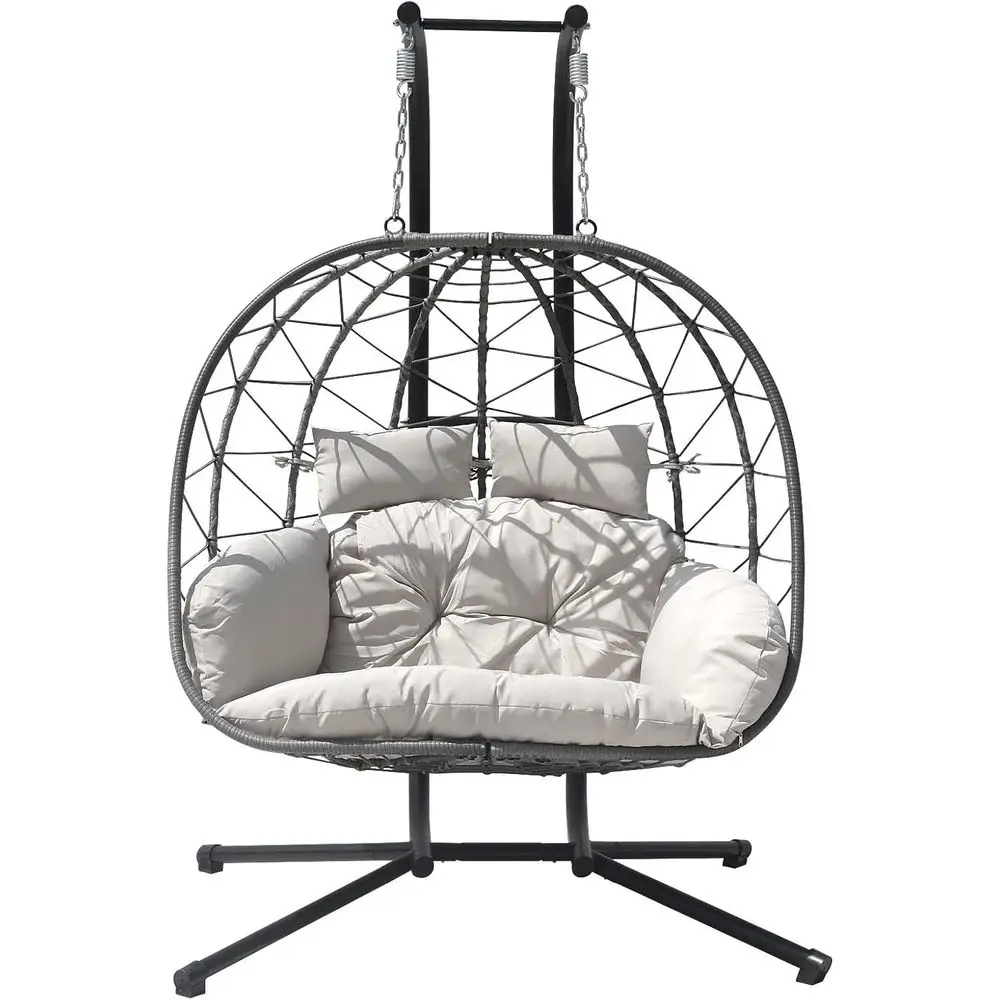 

Hanging Egg Chair with Stand Indoor Swinging Chair Outdoor Hammock Egg Chair or Patio, Bedroom, Garden and Balcony (Gray, Large)