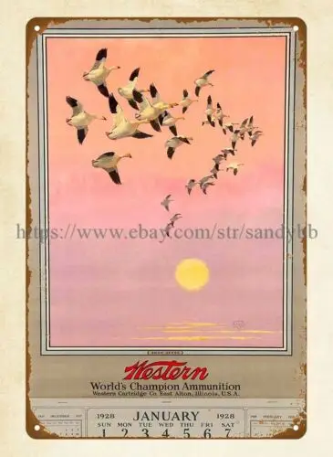 1928 Western Snow Geese artist Lynn Bogue Hunt metal tin sign art decor
