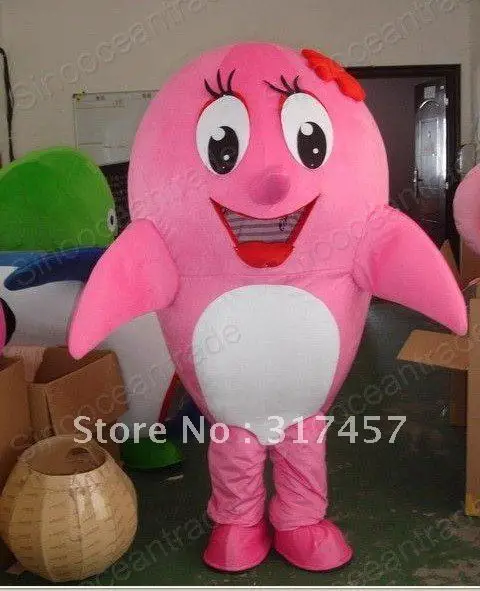 Whale Pink Mascot Costume Fancy Dress Animal free shipping