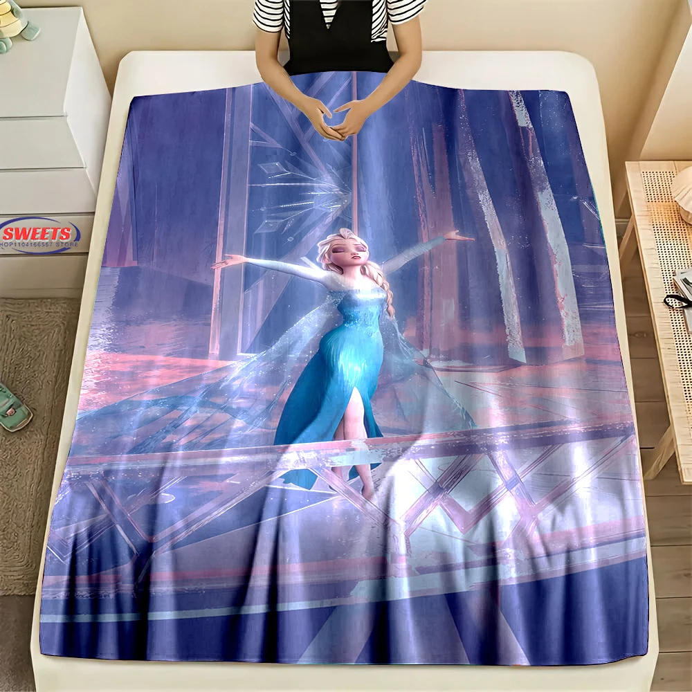 Miniso Disney 6 Size Frozen Princess Elsa and Anna Blanket, Bedroom Sofa Office Four Seasons Soft Comfortable Blanket, Warm Gift