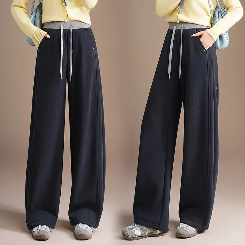 سروال Scimitar مبطن بالصوف برباط خصر مرن للنساء سروال كاجوال للتخسيس