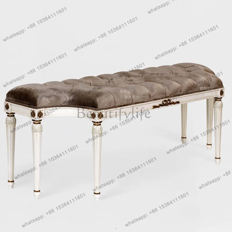 English mahogany gold stool neoclassical carved old bedroom bench