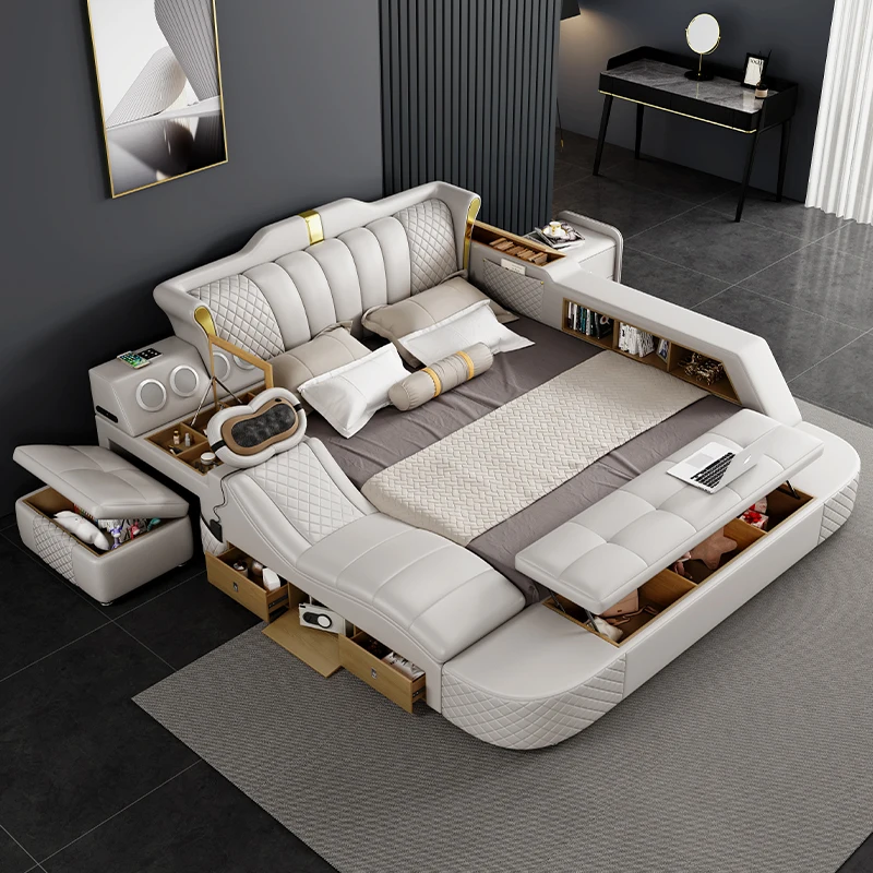 

Queen White Bed Bedroom Headboards Design Multifunctional Children Bed Frame Set Luxury Camas De Dormitorio Home Furniture