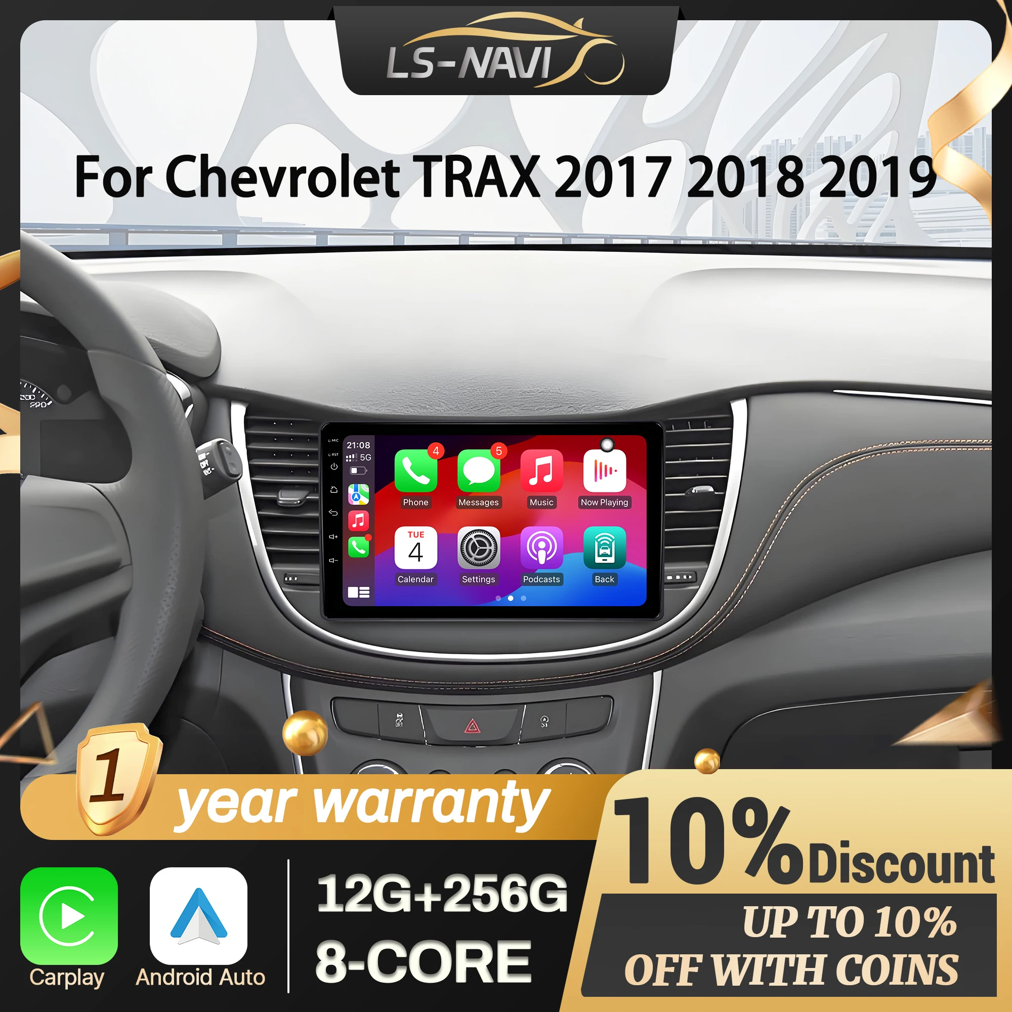 

Car Radio For Chevrolet TRAX 2017 2018 2019 Wireless Android 14 Multimedia Navigation GPS CarPlay 2K QLED Screen