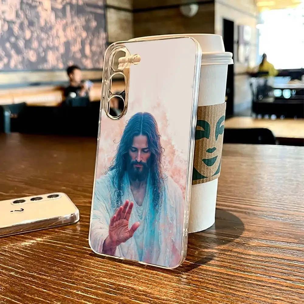 غطاء هاتف God Jesus Prray 1 لهاتف SamsungS25,24,21,22,23,30,Ultra,20,Plus,Fe,Lite,not,10,9,5G غطاء شفاف
