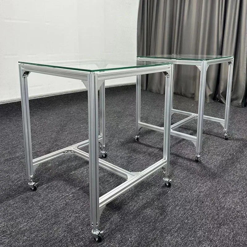 Tempered Glass Table with Nordic Aluminum Frame for Modern Minimalist Home Use Rectangular Dining Table Coffee Table Display