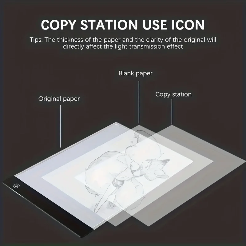 وسادة إضاءة LED قابلة للتعتيم بثلاثة مستويات A5 وصندوق إضاءة للتتبع، تعمل بمنفذ USB. حماية العين، مثالية لتصميم الفنان والرسم.