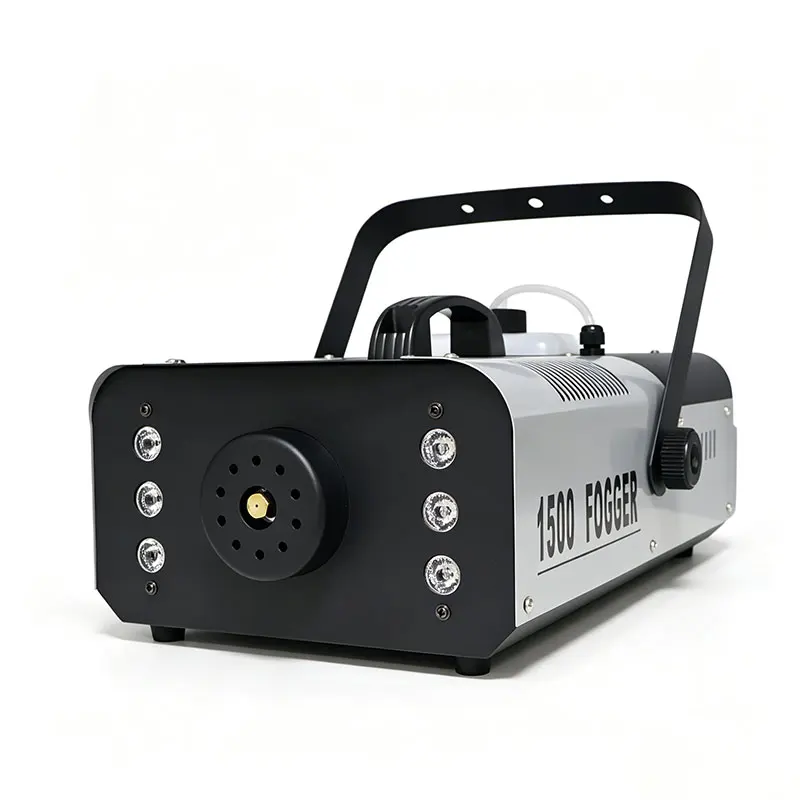 1500W Fog Machine 6LEDs Remote Fogger Ejector Colorful Smoke Machine Christmas  Halloween Disco DJ Bar Party Effects Stage Light