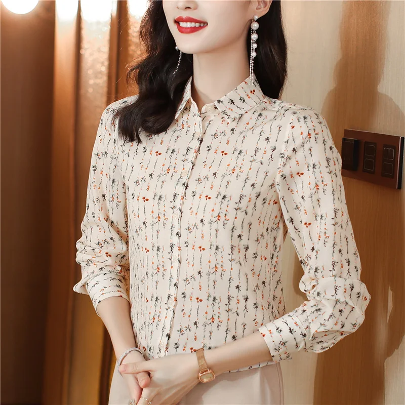 Fashion printing ladies shirts New elegant Women\'s Blouses 2023 Spring Autumn Long Sleeve Shirts Tops Blusas Mujer