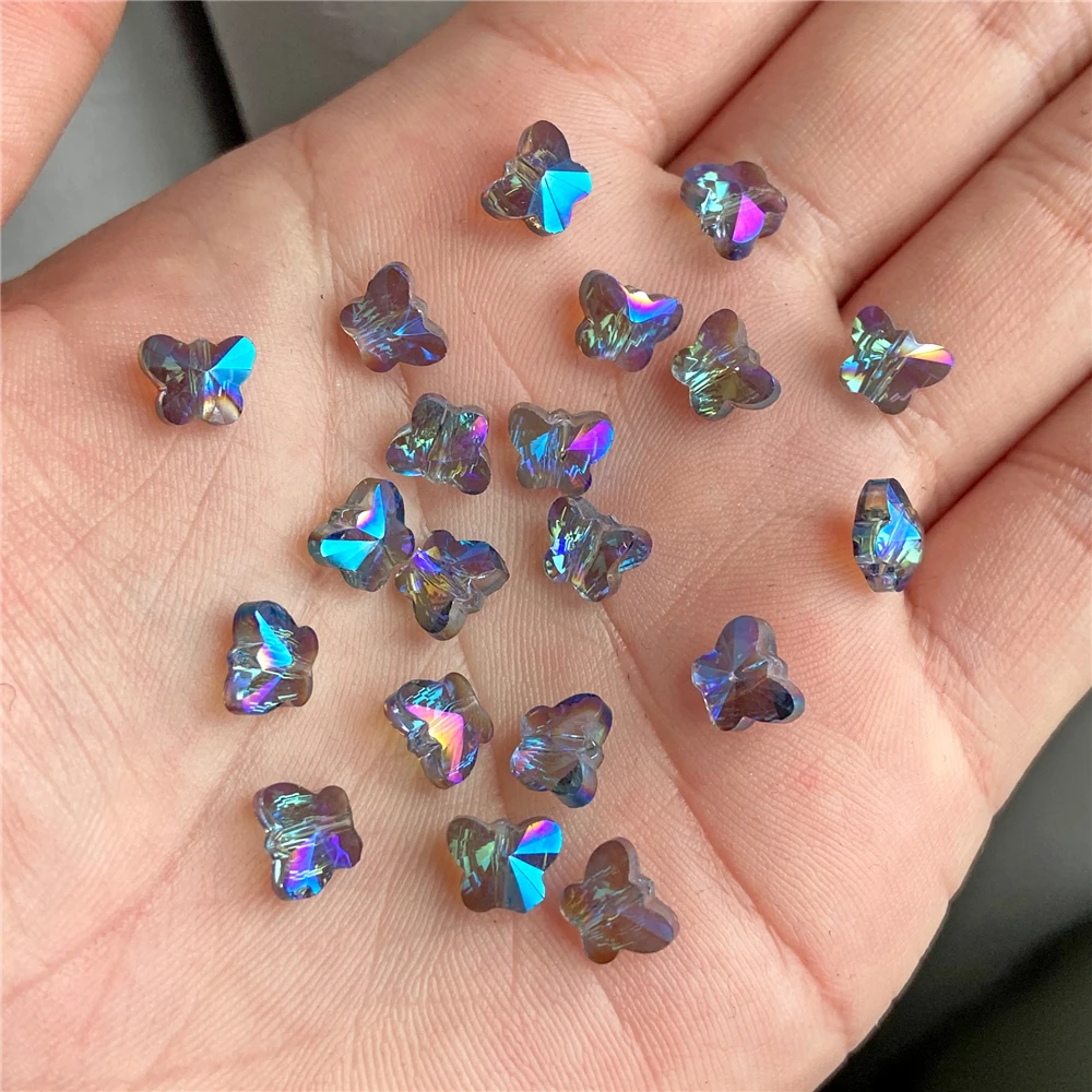 30pcs Faceted Glitter Crystal Glass Beads Multicolor Butterfly Shape Charms Beads For Jewelry Making Diy Bracelet Neclace Parts