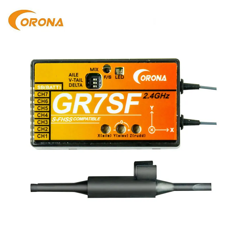 Corona GR7SF 2.4G S‑FHSS Receiver Built‑in Gyro Stabilization SBUS For Futaba Fixed‑wing RC Airplane Parts