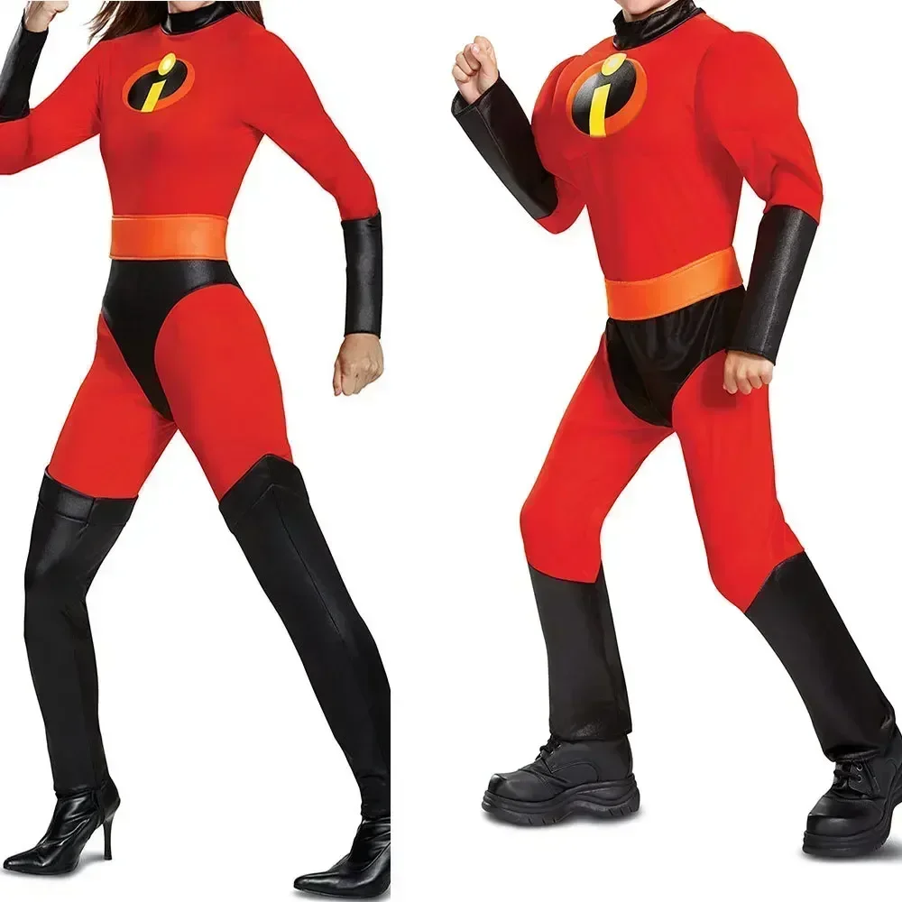 Halloween adult incredible cosplay costume anime incredible red jumpsuit mask full set of Halloween costumes for men and women
