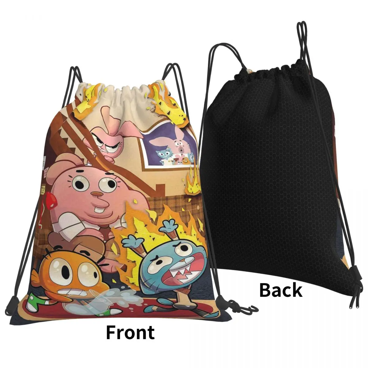 The Amazing World Of Gumball Cartoon Backpacks Portable Drawstring Bags Sports Bag Book Bags for Travel School