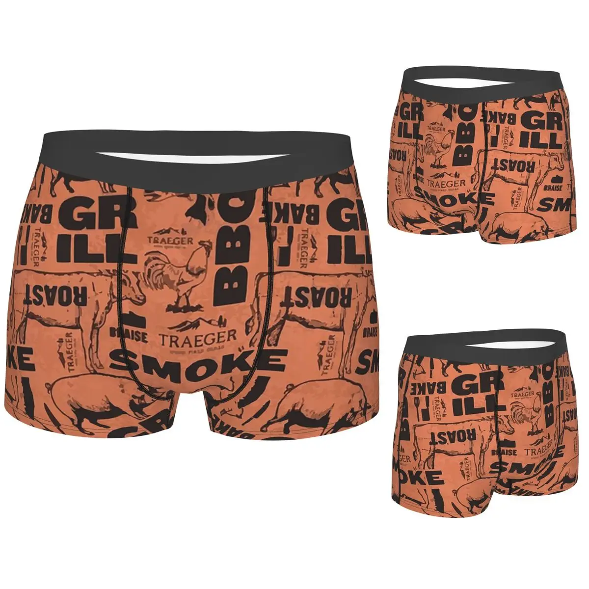 

Boxer Underpants Shorts Traeger BBQ Smoker Butcher Pattern Panties Men Ventilate Underwear for Homme Man Boyfriend Gifts