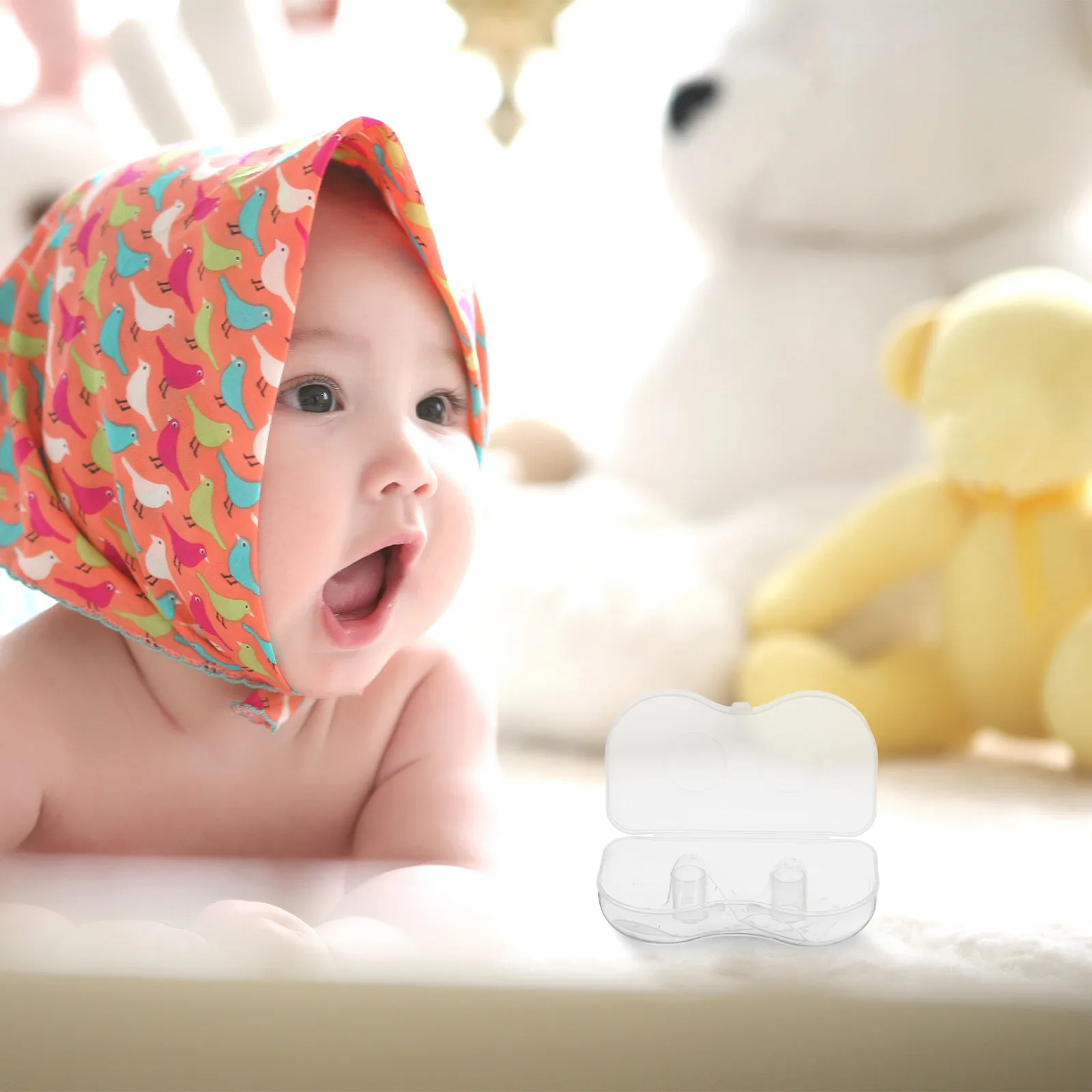 1Pair Silicone Shield Breastfeeding Protector Triangular Design Nursing Cover for Flat Feeding Support with Storage Case view 6
