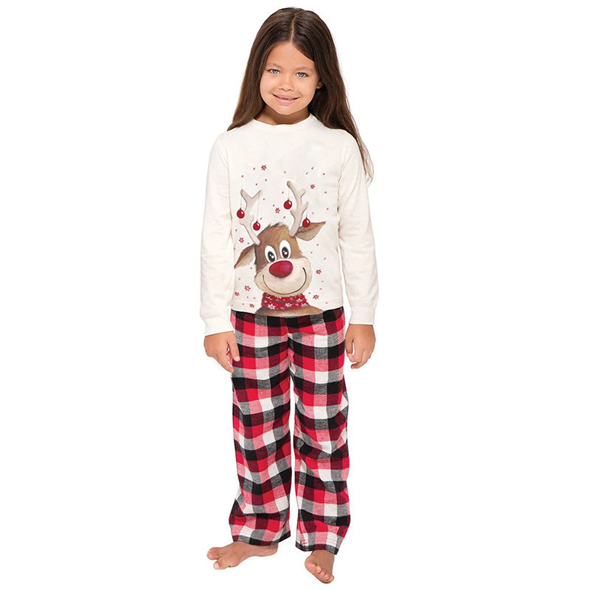 Christmas Family Matching Pajamas Set Santa Claus Print Tops and Bottoms for Dad Mom Kids Festive Holiday Sleepwear