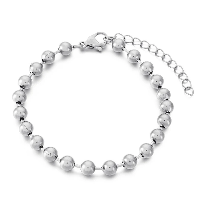 PANGJERY 316L Stainless Steel Ball Beaded Bracelets For Women Couples Classic Trendy Minimalist Elegant Daily Party Jewelry Gift