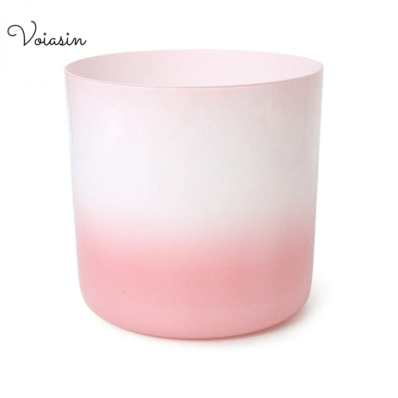 6/7/8Inch Clear Quartz Crystal Singing Bowl Top Level Sound Therapy Meditation Relaxing Bowl 440/432hz Set Pink-white Gradient