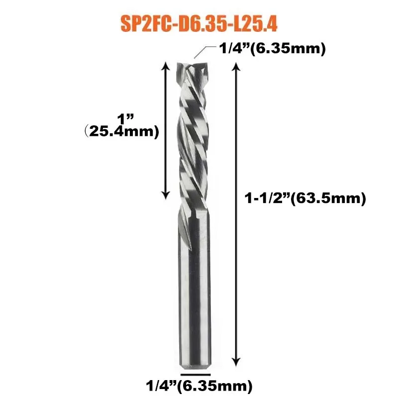 Compressie Frees Houtwerk Up & Down Cut Twee Fluiten Spiraal Carbide Frees Cnc Router Hout End Mill Cutter bits