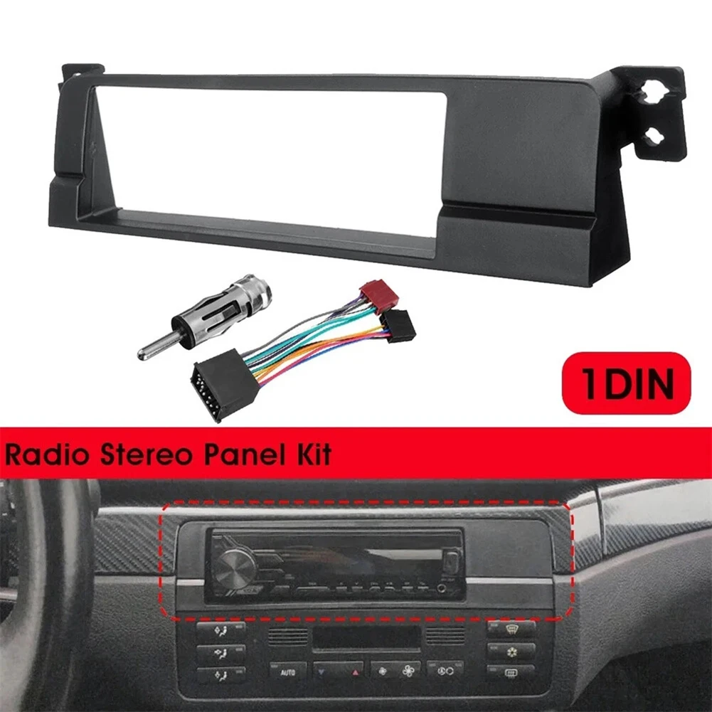Professional 1 Din Radio Fascia Adaptor Panel with Wiring Harness for BMW 3 Series E46 1998 2005 Streamlined Installation