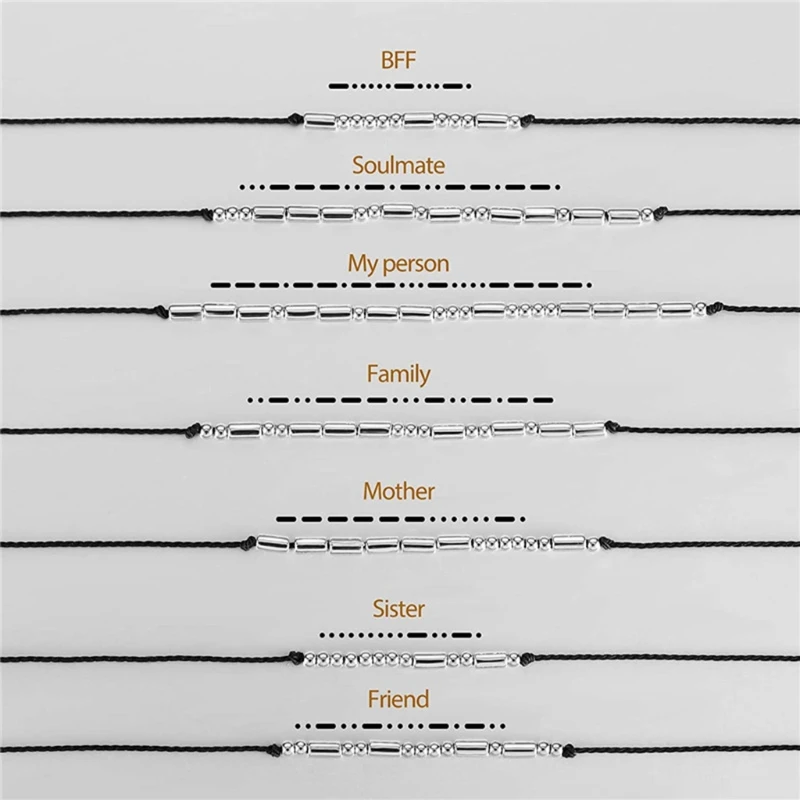 DIY Morse Code Bracelet Making 400 Round Spacer Beads 400 Long Tube Beads 20 Morse Code Decoding Card 1Roll Wax Line