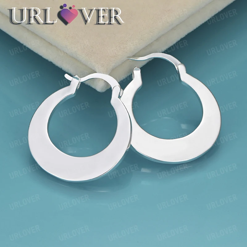 

Fashion Sterling Silver Jewelry Accessories 25mm 925 Silver Hoop Earrings For Women Men Wedding Engagement Party Christmas Gift
