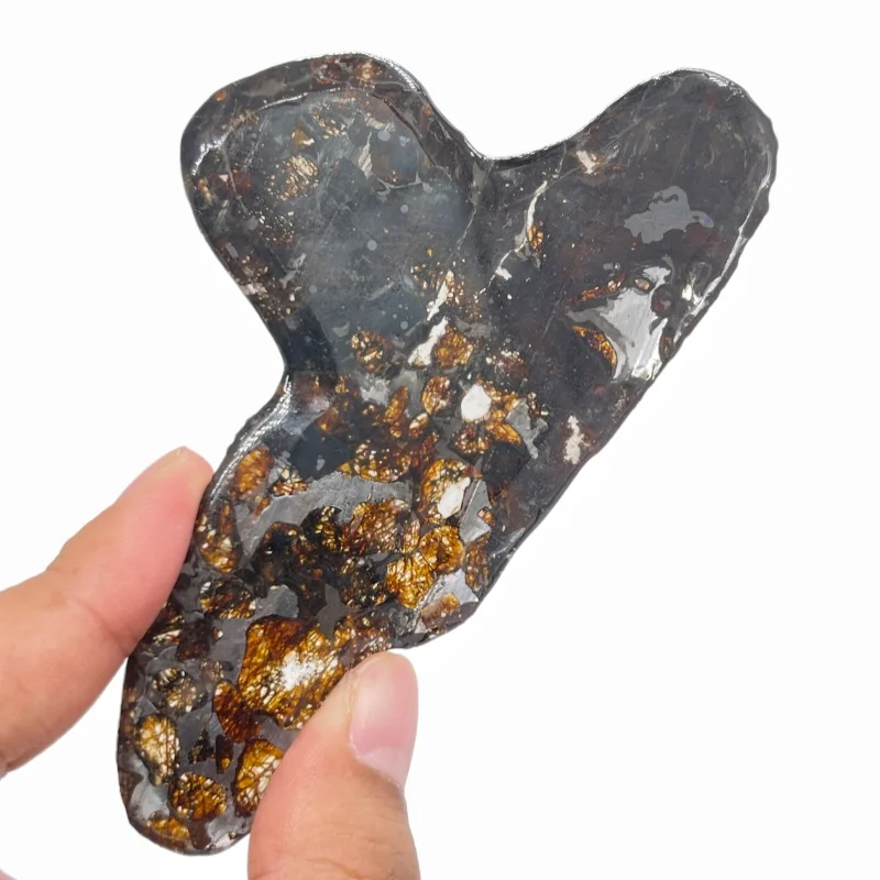 Natural Sericho Pallasite Olive Meteorite Slice Polished Irregular Meteorite Mineral Specimen For Collection Display QA899