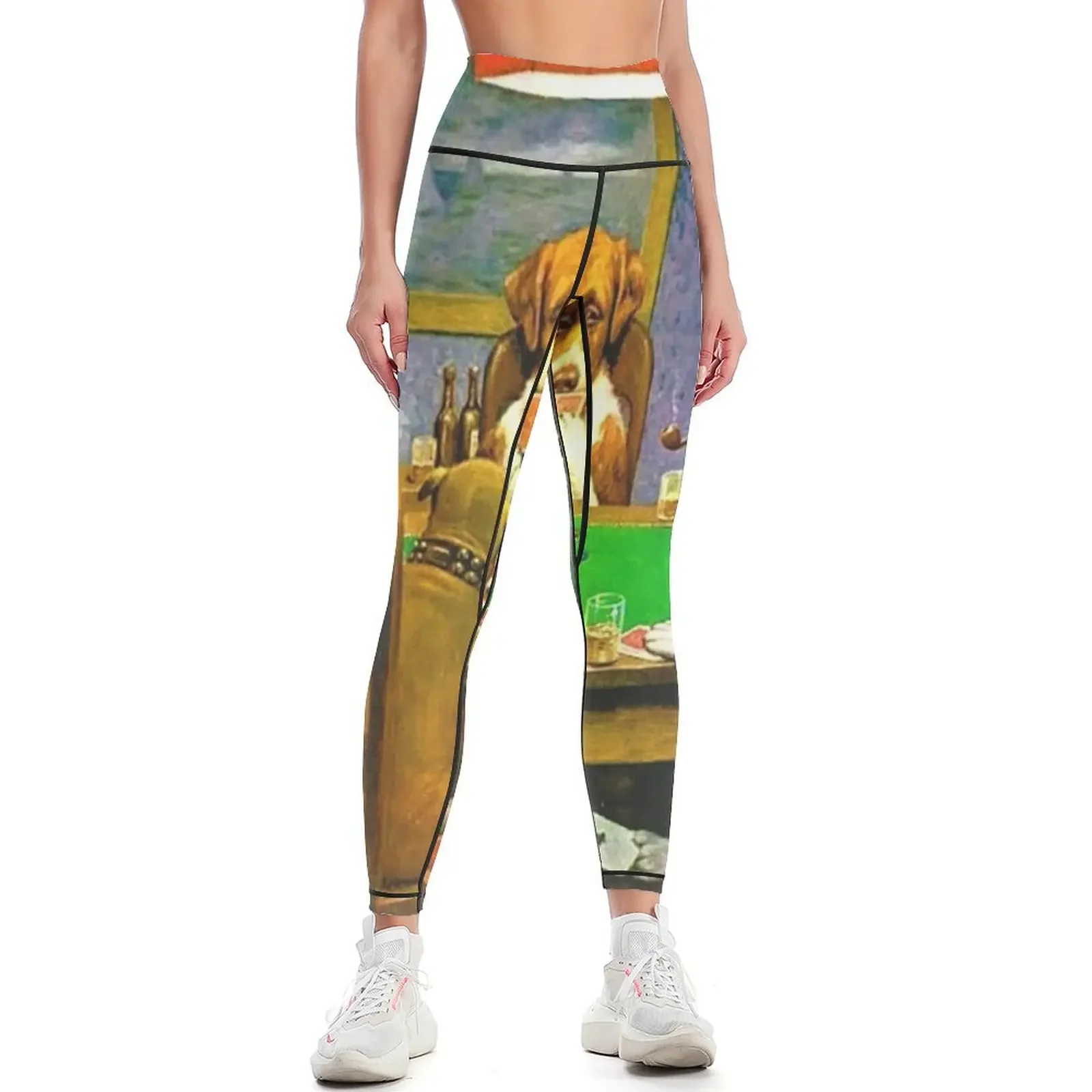 

Bunch of Bluffing Dogs on a Poker Night Leggings Sports pants for for girls gym's sportswear harem pants Womens Leggings