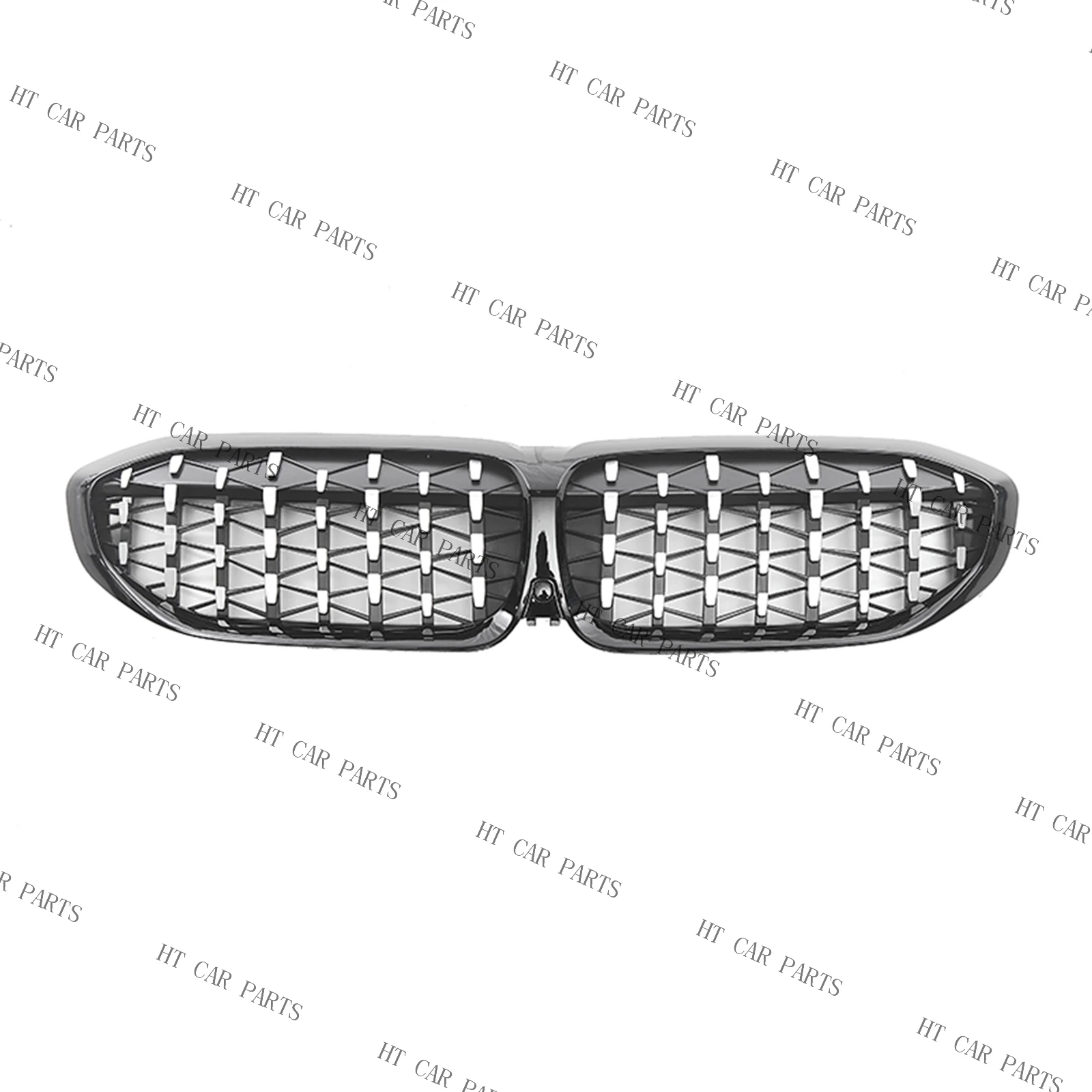 For BMW G20 330i M340i 2019-2022 1 Piece Black, Silver Diamond Styleof Front Kidney Grille Mesh Grill (With Camera Hole)