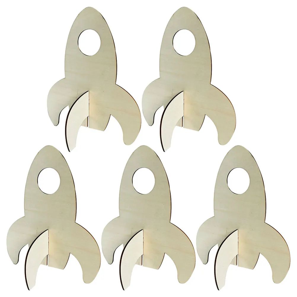 

5pcs Diy Unfinished Wood Crafts Wooden For Kids Hand-Painted Craft Wood Graffiti School Activity Puzzle Game