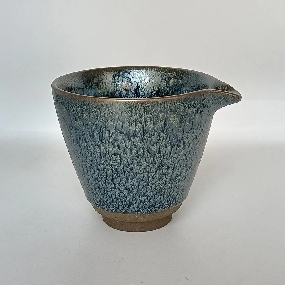 Porcelain Tea Pitcher Tenmoku Flower Theme Porcelain Tea Pot, Jianzhan Tenmokus Teacup Gongdao Cup, 220ml Fair Cups