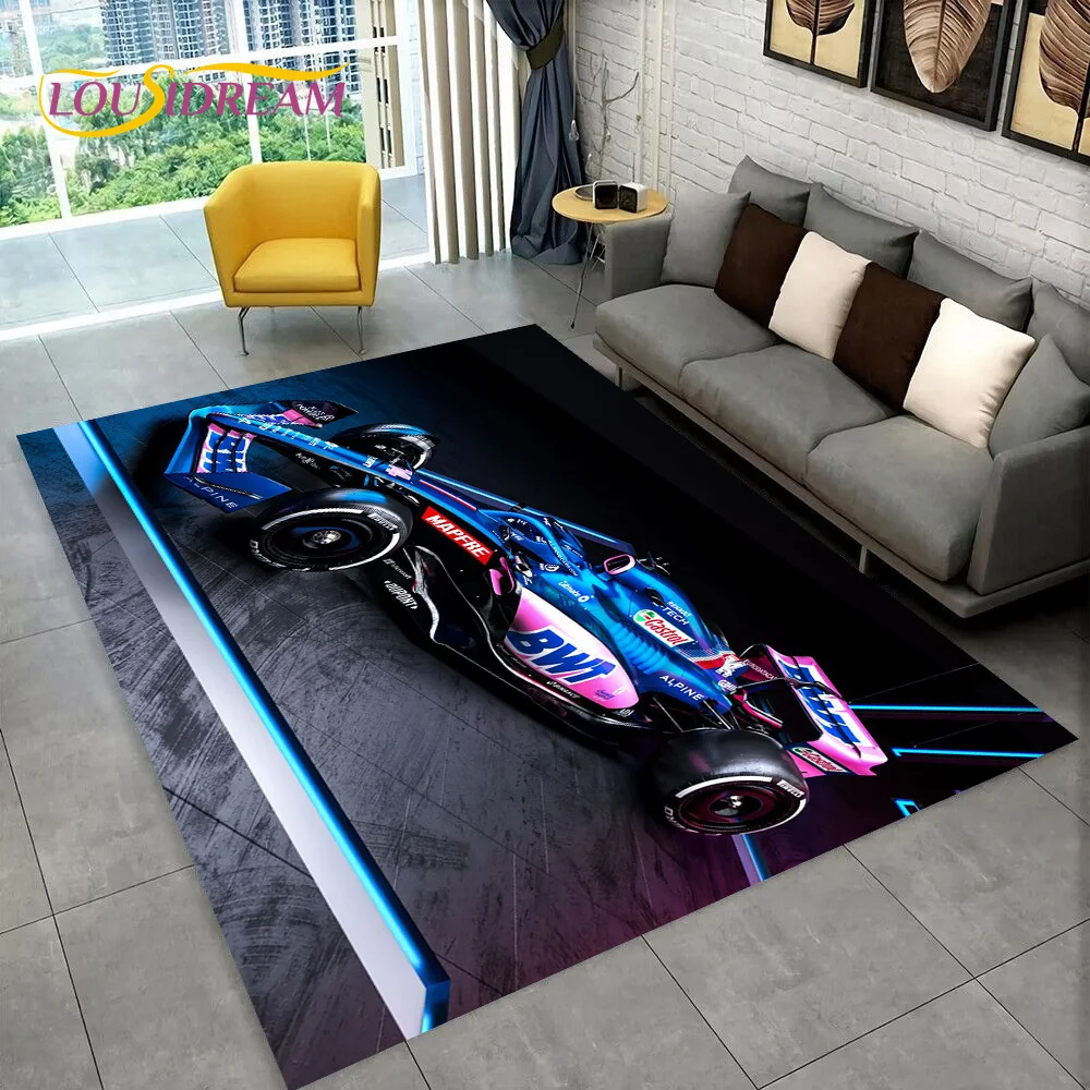Racing Vehicle Car Racer Cartoon Carpet Rug for Home Living Room Bedroom Sofa Doormat Decor,kid Play Area Rug Non-slip Floor Mat