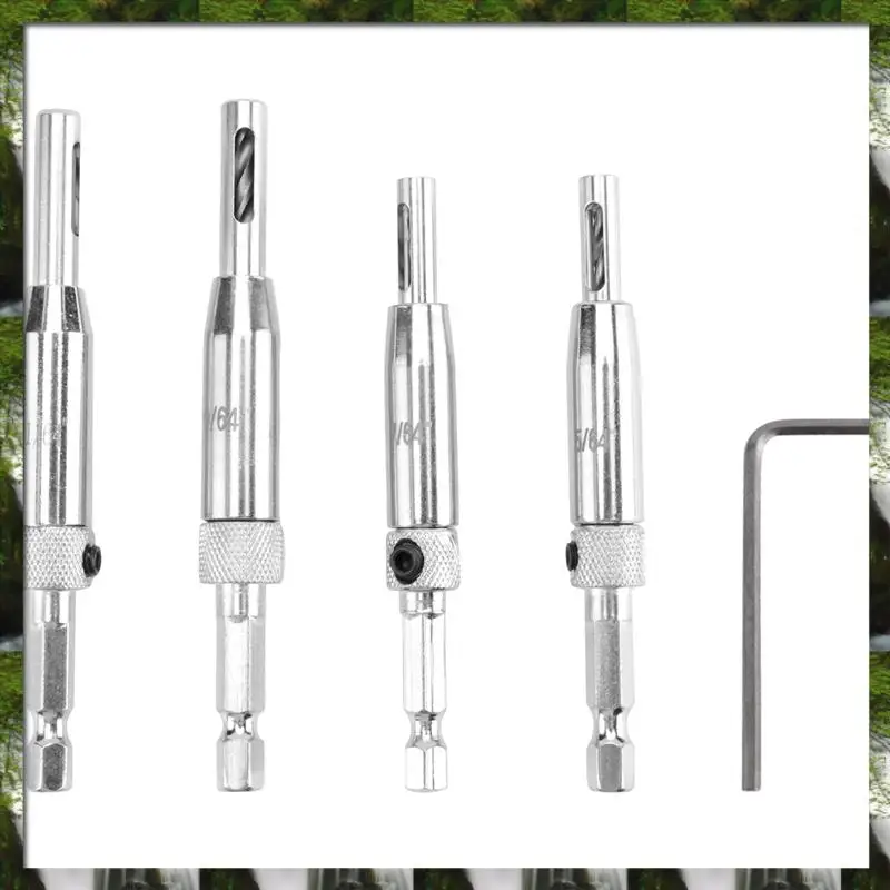 

The New Center Drill Bit Set 5 PCS Self Centering Hinge Tapper Core Drill Bit Set For Woodworking, Door Window Drill Bits