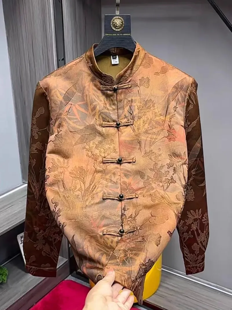 

High Quali Men's Tang Suit irt Faionable Versatile Busin Casual Autumn New Arrival Premium Feel Stand Fit Long Sl...