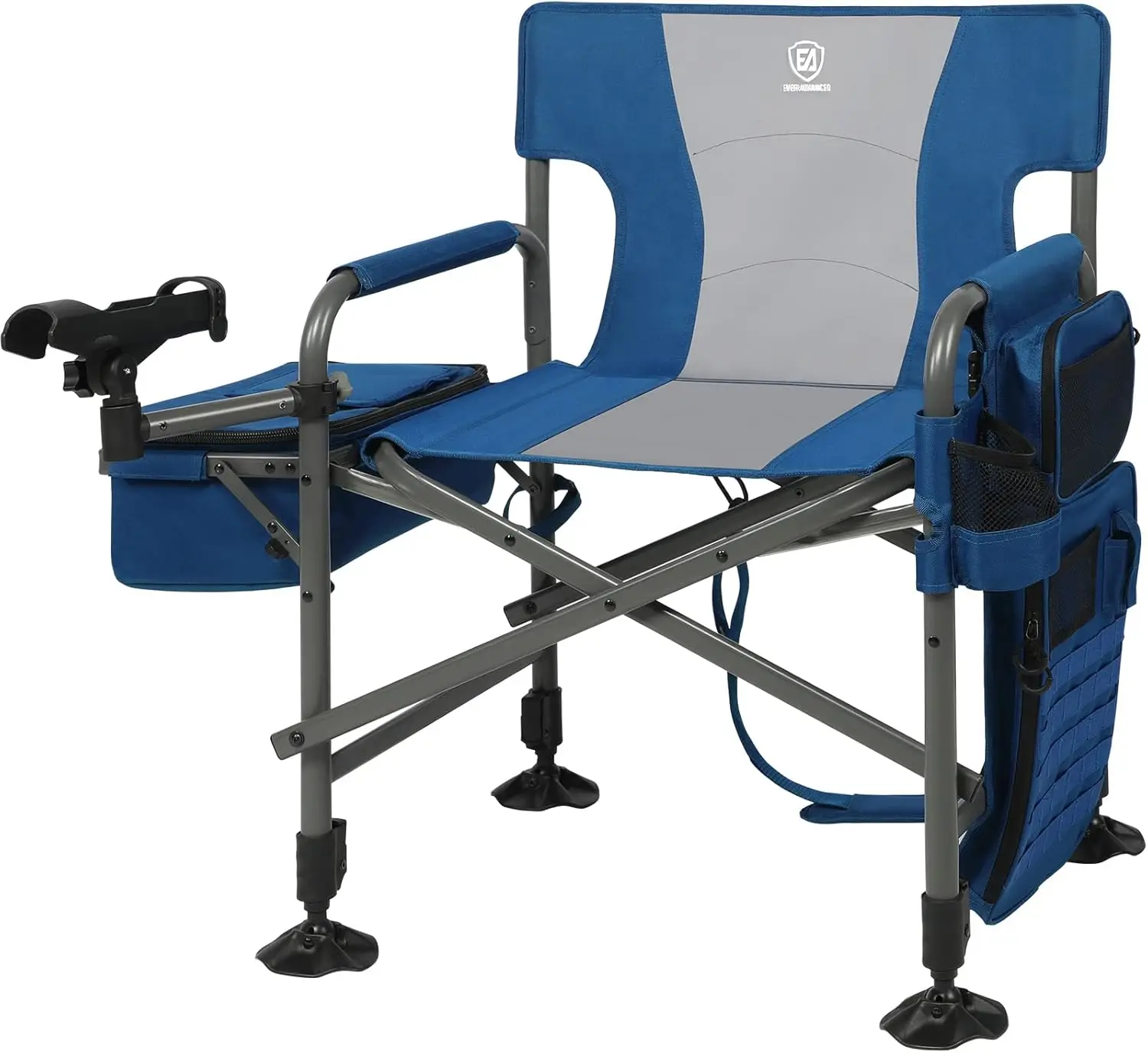 

ADVANCED Fishing Chair with Rod Holder and Cooler, All Terrain Ice Fishing Chair with Adjustable Feet, Mesh Back Folding Camping