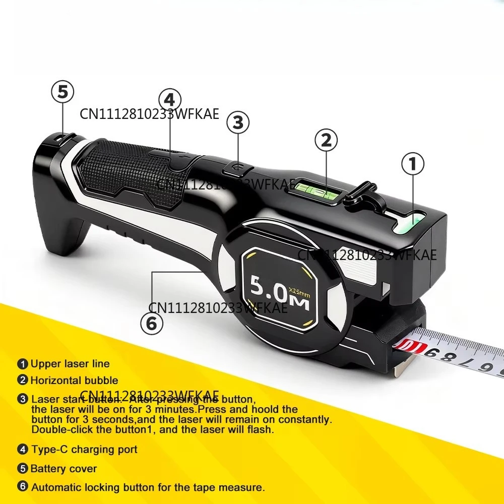 2‑in‑1 laser rangefinder laser tape measure steel tape measure crosshair decoration