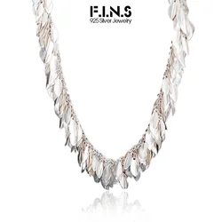 F.I.N.S Original Grass Skirt Series Swaying S925 Sterling Silver Necklaces Unique Leaves Tassel Choker Fine Jewelry Anti-Allergy
