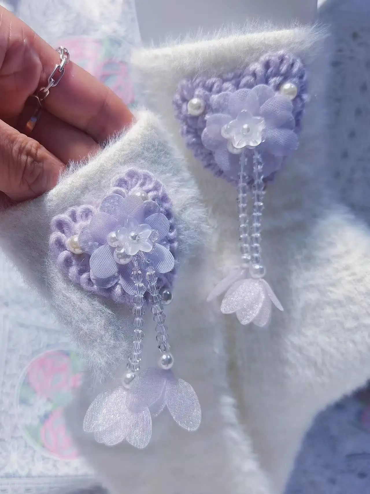 

Luxury Design Beading Embroidered Flares Autumn Winter Knitwear Socks Women's Stylish Comfortable and Warm Sock