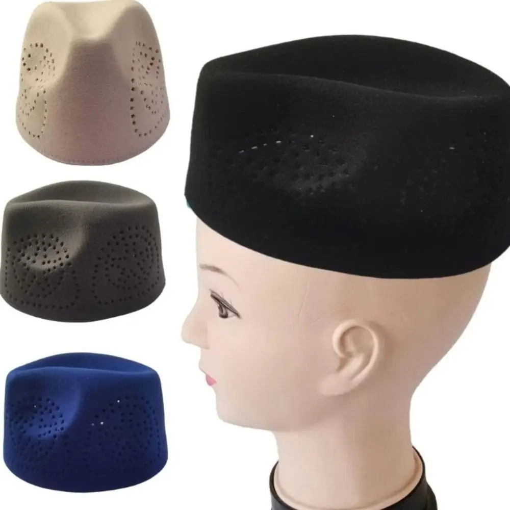 Fashion Fabric Prayer Caps Breathable Soft Ethnic Festival Caps Hollowout Worship Caps Men