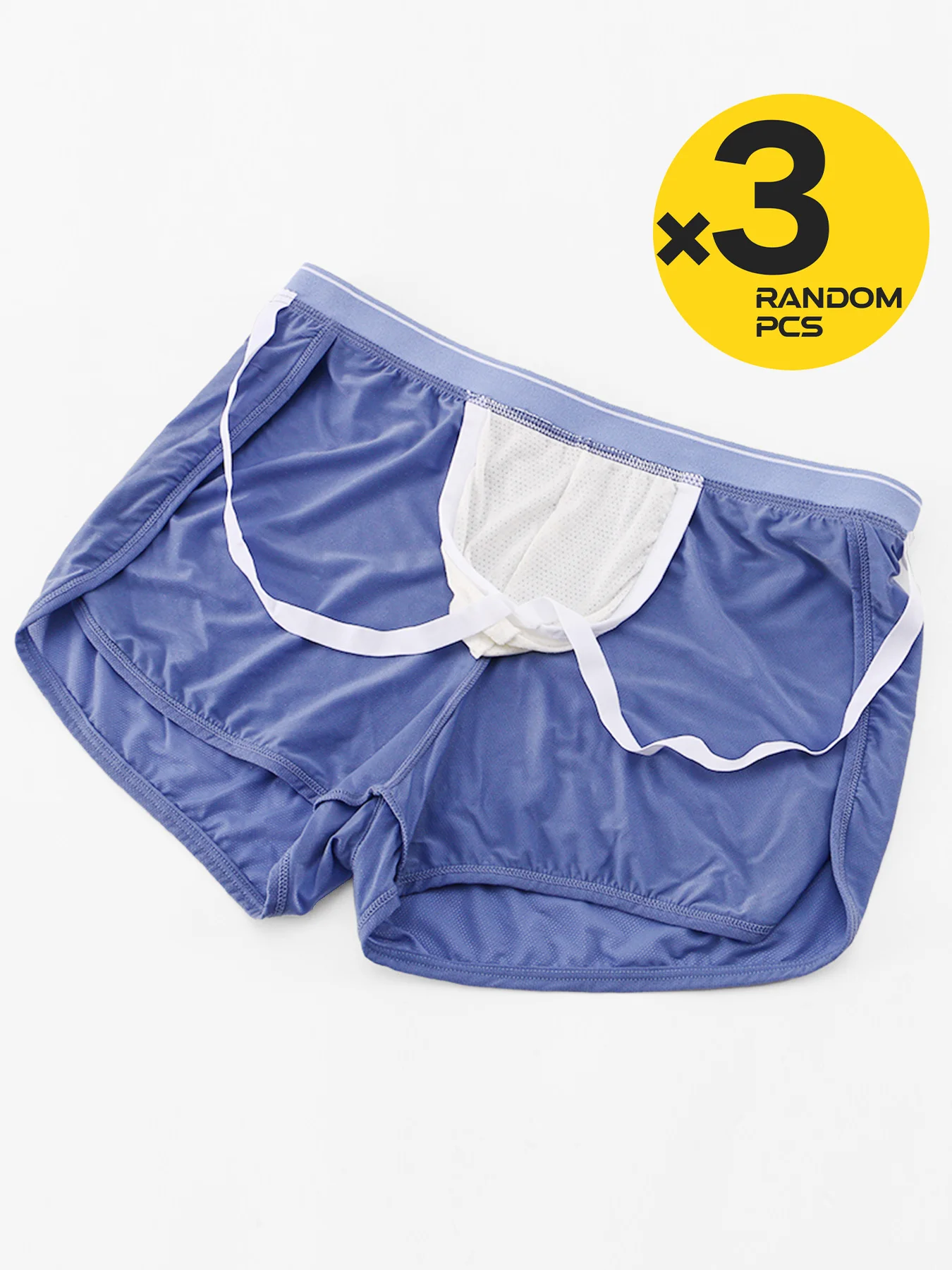 تعزيز 3 قطع بارد وتنفس الرجال الحرير الجليد عارضة السراويل مفتوحة الجانب للصيف Homewear السهم السراويل عشوائيا