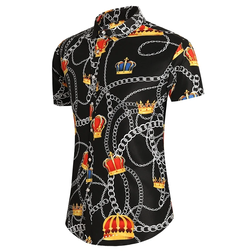 

Summer men's shirt short sleeve printed plus size youth casual short sleeve flower shirt