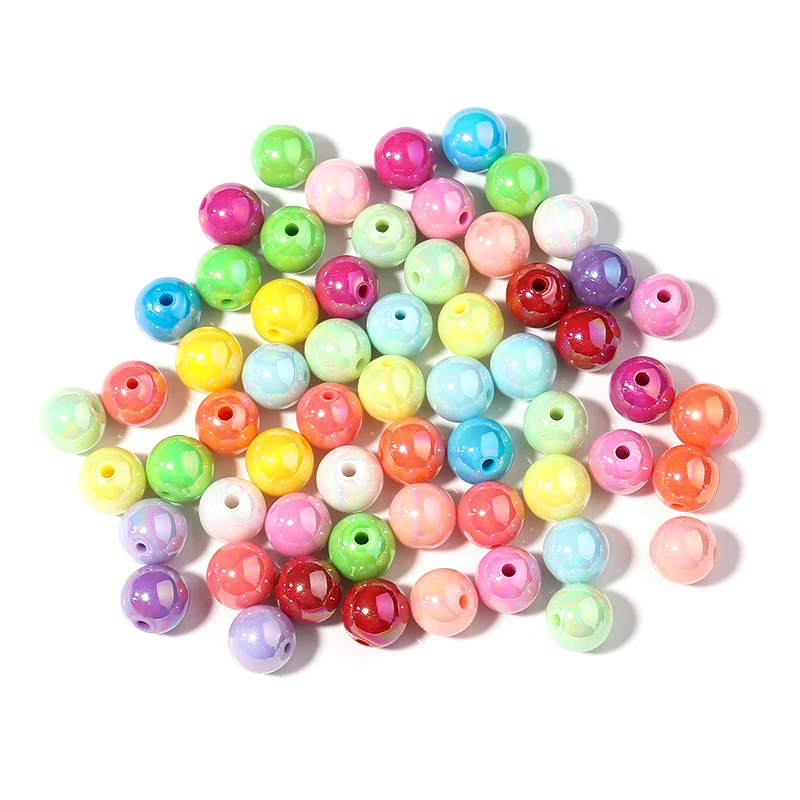 8 10 12 14 16mm Acrylic Round Beads Colorful Glossy Loose Spacer Beads For Handmade Bracelet Making DIY Jewelry Accessories