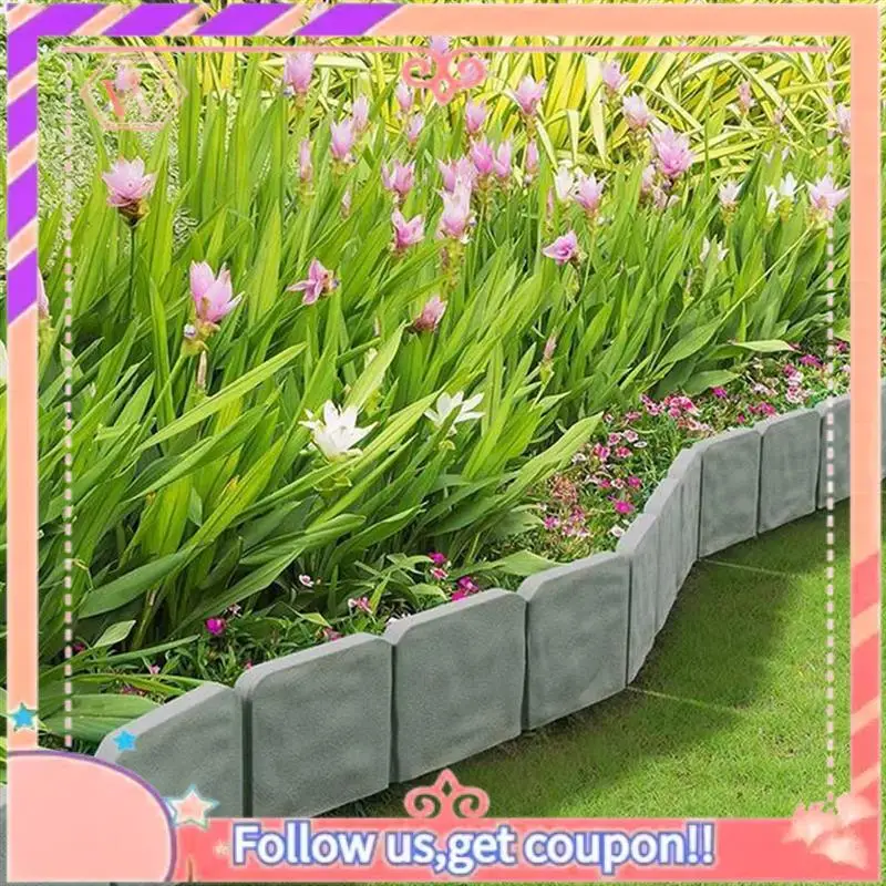 

20Piece Garden Landscape Edging Borders No Dig Grey Plastic For Landscaping,Plastic Fencing Lawn Border