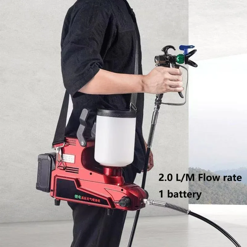 Máquina pulverizadora de pintura sin aire, 500W, 2L, con 1 Uds., batería de litio, mochila portátil pequeña, pulverizador sin aire, laca de línea de látex