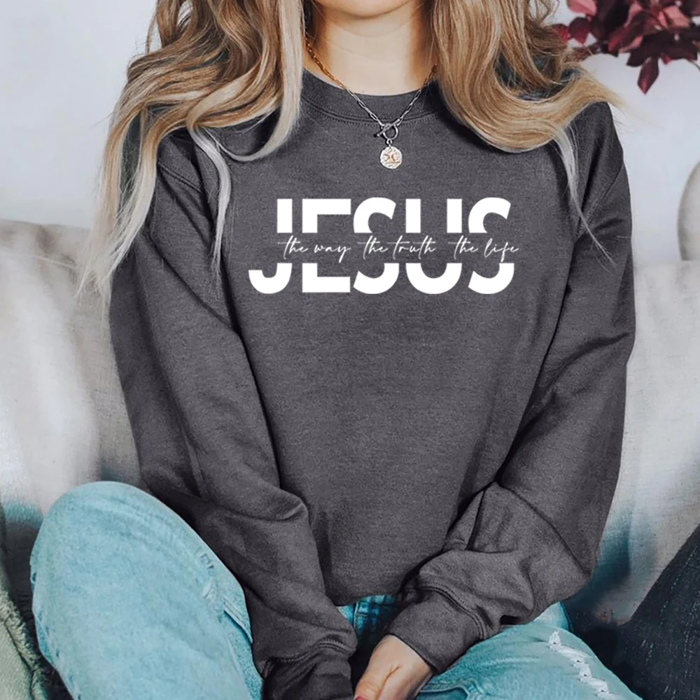 Jesus Sweatshirt Christian Hoodie Religious Bible Verse Sweater Motivational Christian Faith Outfit Trendy Crewneck Sweatshirts