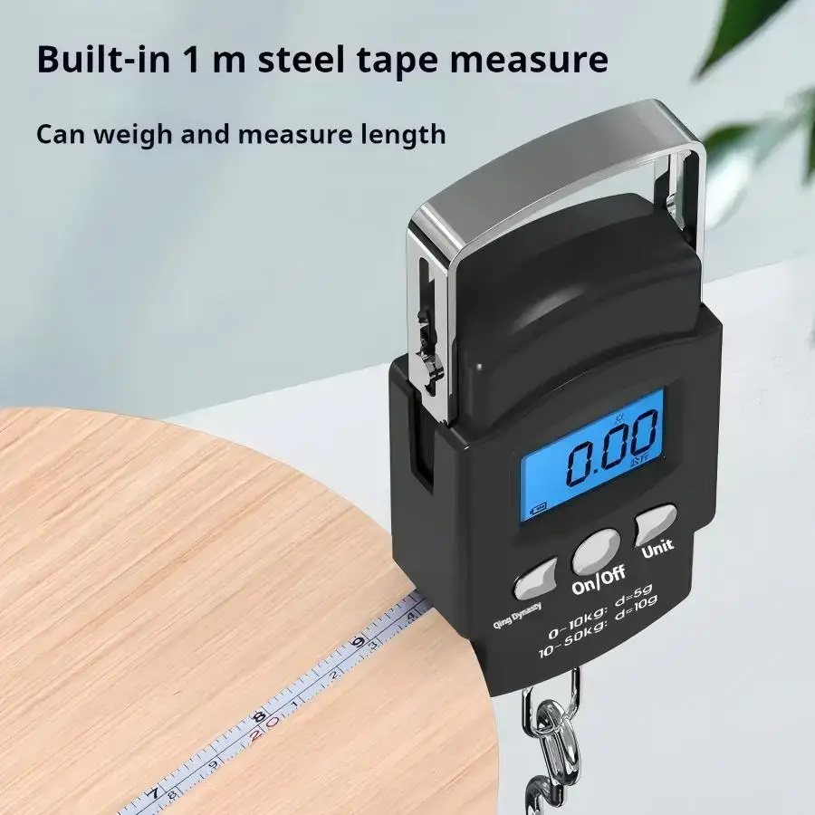 

Fishing Postal Hanging Hook Scale with Tape Measure LCD Display,ABS Material, Four Measurement Units,for Luggage Weighing