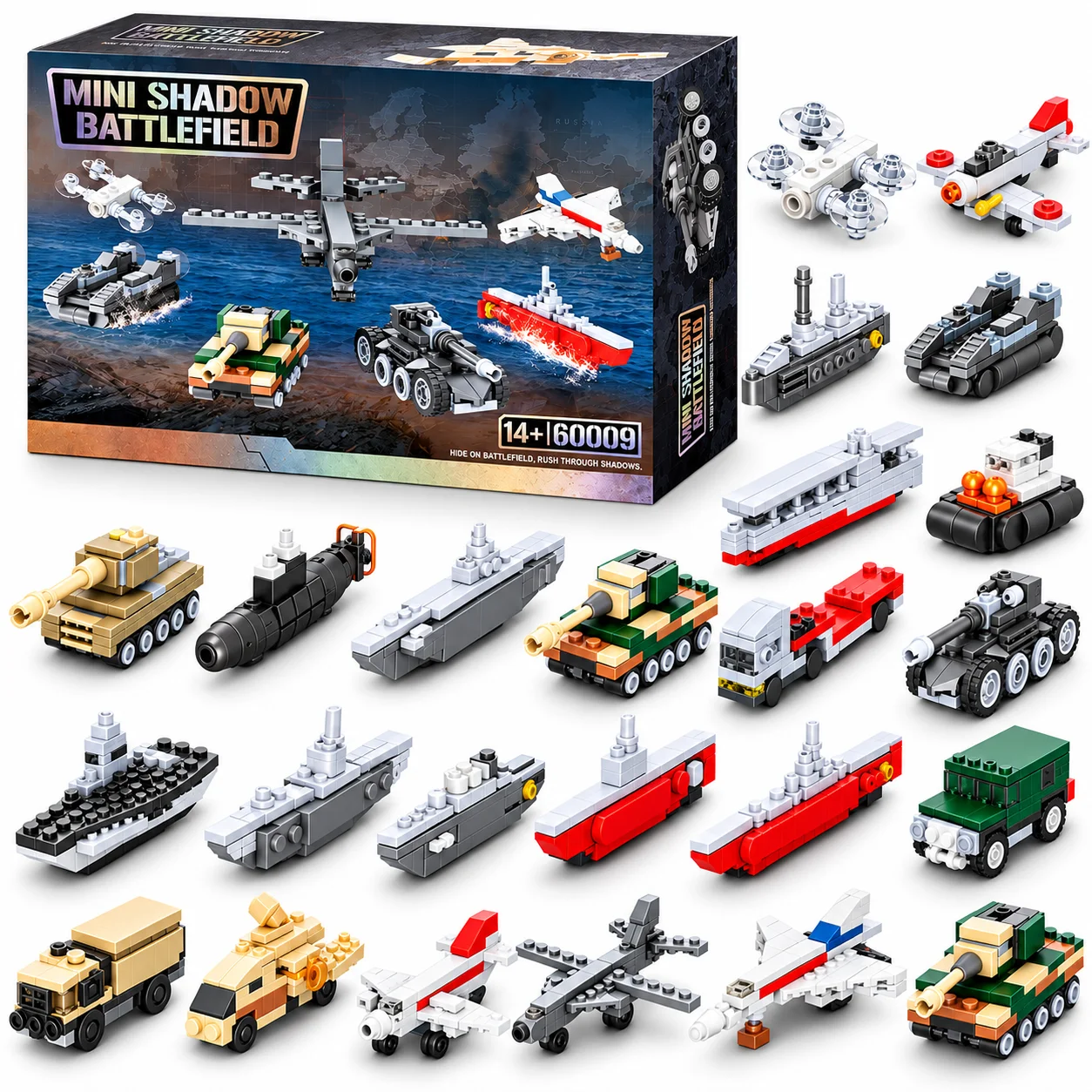 24PCS Military Vehicles Model Advent Calendar Christmas Building Blocks Advent Calendar Set Holiday Surprise Box Puzzle DIY Toy
