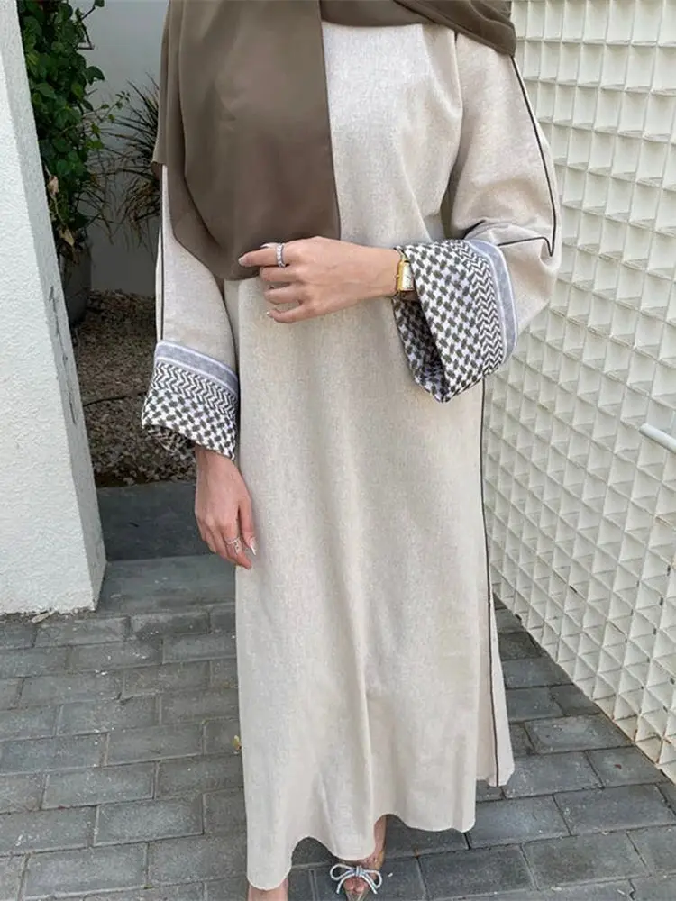 Ramadan Linen Kaftan Dubai Abaya Islam Muslim Modest Dress Kaftan Abayas For Women Kebaya Caftan Marocain Robe Femme Musulmane