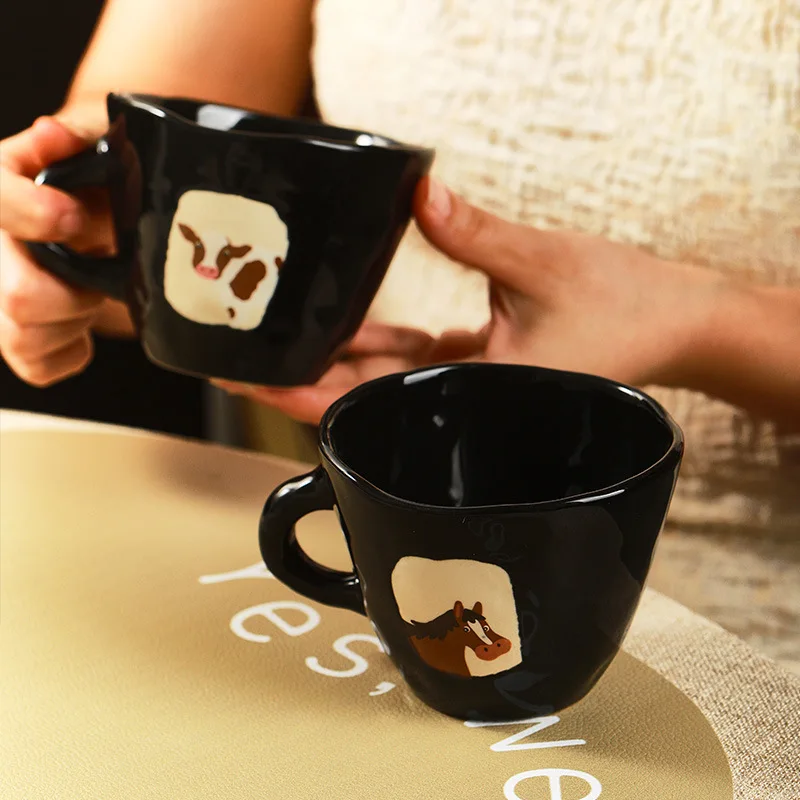 

Vintage Handmade Animal Ceramic Mug, Office Breakfast Milk Tea Cup, High-end Coffee Mugs, Couple Water Cups, Christmas Gift